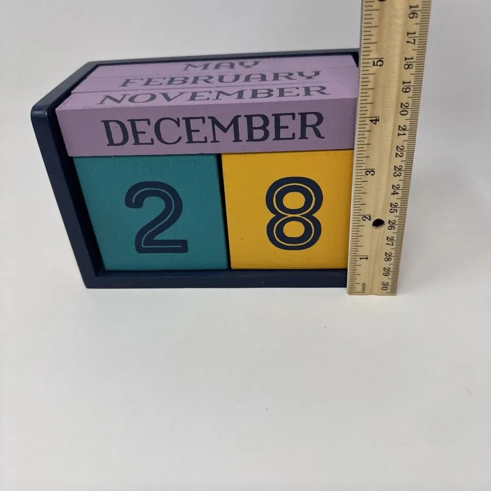 Renewing Minds Colorful Wooden Perpetual Desktop Calendar 7x4.25.